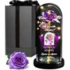 Maverton Rosa Stabilizzata con LED Personalizzata - Rosa Eterna nella Cupola di Vetro - Regalo Fidanzato Fidanzata Coppia - Regalo Anniversario Matrimonio Personalizzato con Dedica Incisa