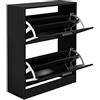 [en.casa] Scarpiera Salvaspazio con 2 Ante a Ribalta Armadio Portascarpe Alto Stretto per Ingresso Corridoio 63 x 24 x 81cm Nero