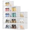 HOMIDEC Scatole per Scarpe,12 pcs Scatole Portascarpe in Plastica Trasparenti impilabili, Contenitori Portascarpe con Coperchi per donna/uomo,L
