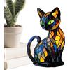 Generico Lampada Gatto - Resina 17x10x10cm | Lume Da Tavolo Artigianale In Colorato Animale Con LED | Luce Notturna Da Comodino In Resina Decorativa | Elemento Decorativo Felino Unico Per Camera Da Letto