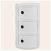 WEIDPHL Comodino Rotondo, Comodino con 3 Cassetti, Tavolino, Mobiletto Portaoggetti con Anta Scorrevole per Soggiorno, Camera da Letto, Bagno,Bianca