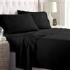 LARA MORADA - Set Completo Lenzuola Matrimoniali, 100% Cotone, Made In Italy, Tinta Unita, Per Letto Matrimoniale 2 Posti, Nero