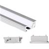 AFTERTECH 1x 2metri 2409 24x9mm Profilo Alluminio GRIGIO Minimal Micro Incasso **Per Strisce Strip LED da 5mm** Barra Rigida INTERA 2MT 2m 200cm Luce Inclinata + Copertura OPACA (1x 2metri 2409 fog)