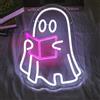 HFHungkeong Ghosts Reading - Targa con luce al neon, dimmerabile e riutilizzabile, per Halloween, decorazione interna per camino, camera da letto, ufficio, tavolo 16 x 10 in/40 x 20 cm, alimentato tramite USB