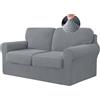 BXFUL Copridivano Elasticizzato con Schienali Separati E Cuscini Seduta, Copridivano Antiscivolo con Fascia Elastica, Proteggi Mobili Jacquard (2 Posti,Grigio chiaro)