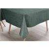 La biancheria per la casa Tovaglia LIMA Verde Scuro - Tela Cerata Plastificata PVC Lavabile Antiscivolo Effetto Lino - Made in Italy Cm. 140x240 x12 persone