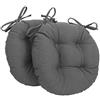 Corredocasa 2 Cuscini Sedie Cucina Made in Italy Copri Sedia Trapuntato Rotondo Cuscino Coprisedia Tinta Unita con Laccetti Set Coprisedie Cuscini Sala Pranzo per Soggiorno o Esterno(Grigio Antracite)