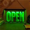 KEYQEEN Open Insegna al Neon a LED Aziendale, Negozio Club Bar Luci al Neon intagliate 3D per Decorazioni murali Segnaletica Luminosa USB,Verde,40x30cm