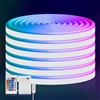 HEGEHE Striscia neon LED flessibili RGB impermeabili Dimmerabile 5V [1m] - Con controller a 24 tasti - Alimentazione a batteria,decorazioni per Natale feste compleanni matrimoni [Batterie non incluse]