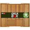 ORGA-BOX UNIVERSAL Portaposate in bambù regolabile per larghezza cassetto 400-600 mm fino a 7 scomparti per profondità cassetto 473 mm (Dimensioni interne) incl. ceppo portacoltelli per 6 coltelli