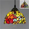 Mengjay Pastorale Lampada a Sospensione,Paralume in Vetro Colorato Floreale, Lampadario Vintage per Sala da Pranzo, Soggiorno, Altezza Regolabile (B)