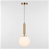 maolo Lampada a Sospensione Moderna con Sfera in Vetro Opalino Ø15cm | Attacco E27 | Altezza Regolabile 125 cm | Design Elegante Finitura Oro | Illuminazione Cucina Salotto Camera - IP20