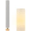 HOMCOM Lampada da Terra per Soggiorno con Paralume in Lino, Base in Legno Massello di Pino, Interruttore a Pedale, 2 x Attacco E27, 120 cm, Grigio