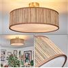 hofstein Lampada da soffitto HOFSTEIN Foggia, in metallo/alga marina/tessuto/plastica in nichel opaco/naturale/marrone/bianco, boho rotonda (Ø 40 cm), E27,soggiorno,camera da letto,cucina, corridoio