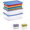 PALUPLUS 3 Contenitori Portabiancheria, misura 60x40x17 cm e capacità 27 Lt, Box Trasparente con Coperchio, Organizer salvaspazio per Scarpe, Vestiti, Giocattoli -1125 (Blu)