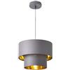 lux.pro Lampada a Sospensione con Doppio Paralume Cilindrico Ø 30 cm in Tessuto Lampadario ad Altezza Regolabile Lampada da Soffitto per Soggiorno Salotto Ingresso - Grigio/Oro