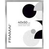 FRAMAI® Cornice 40x50 Argento MDF Cornice ecologica con plexiglass antirottura, gancio e supporto