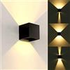 ENCOFT 2pcs 12W Applique da Esterno Interno COB LED Moderno, Lampada da Parete Esterno a Luce Bianco Caldo 3000K, Angolo Su e Giù Regolabile, IP65 Impermeabile AC85-265V Nero