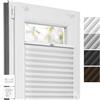 Estika Tenda plissettata senza forare - 45 x 80 cm - Bianco - per interni, per finestre, tessuto semi-trasparente, fissaggio a morsetto (Klemmfix), protezione solare