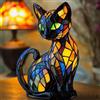 Lanmijia lampada gatto, luce notturna artistica a forma di gatto, Lampada Tavolo Resina Macchiata, lampadavintage Per Decorazioni Camera Letto
