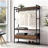 [en.casa] Armadio Aperto per Guardaroba Appendiabiti da Terra 180 x 120 x 40 cm Mobile Organizzatore per Cabina Armadio con Cassetti Ripiani MDF Barra Porta Abiti - Color Noce/Nero