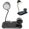 Diyeeni Lampada da Scrivania a LED con Caricatore Wireless, Lampada da Tavolo retrò con Orologio e Sveglia, Lampada da Tavolo Dimmerabile con 3 modalità di Illuminazione per Ufficio