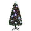 COSTWAY Albero di Natale 90/120/150/180 cm, Albero di Natale Artificiale con Luci LED, Rami Densi, Stelle Luminosi e Fibre Ottiche, Decorazione Natalizia per Casa, Ufficio e Negozio (150cm)