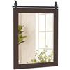 LIFEZEAL Specchio da Parete Rettangolare, 56x76,5cm, Cornice in Legno Massello, Antiesplosione, Alta Definizione, Decorativo, Ingresso, Salotto, Camera da Letto, Bagno, Appende a Muro (noce)