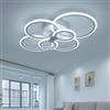 MAKA change your life quality Plafoniera Led Soffitto Moderna a 6 Cerchi Led, 51 watt 2550 Lumen Luce Fredda 6500K, Lampadario da Soffitto Lungo 79 cm x 57 cm Largo, in Alluminio