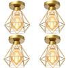 TOKIUS 4 pezzi Plafoniera E27 Vintage Lampadario da soffitto Industriel Design Lampadario a sospensione Metallo Gabbia Ø160mm Per Salotto Cucina Camera