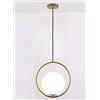 Millelucciole Lampadario sospensione cerchio con sfera E27 30cm oro argento lucido pendente moderno led minimal (Oro)