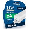 Eurocali 4 Plafoniere LED Impermeabili 36W 120CM 4320 Lumen Waterproof IP65 - Luce Naturale 4000K - Tubo Plafoniera Lineare da Soffitto per Box Garage Magazzino e Ufficio con Alta Luminosità 120 lm/W