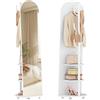 Hzuaneri Specchio a Figura Intera, Specchio da Terra con Ruote Girevoli a 360°, 165 x 45 cm, 2 Ripiani e 6 Ganci, per Camere da Letto, Cabine Armadio e Soggiorno, Vetro Temperato, Bianco DM42303W