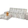 Tata Home Copridivano con Penisola Angolare Reversibile Universale Fantasia a Cuori Misura 3 Posti in Tessuto Trapuntato Imbottito Fronte e Retro Colore Beige