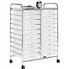 Yaheetech Carrello Portaoggetti con 20 Cassetti Cassettiera Torre di Stoccaggio in PP e Ferro per Ufficio/Sala da Pranzo/Cucina/Dispensa/Soggiorno Bianco