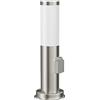 ledscom.de Luce da sentiero/bitta PORU per esterni, IP44, 39 cm, acciaio inox, 1x E27 max. 40W, presa di corrente