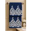 Corredocasa Coppia Asciugamani Bagno per Viso e Ospite, Made in Italy - Soffice Spugna di Cotone con dettagli in Macramè con Manifattura Italiana di Alta Qualità - 60x110cm e 40x60cm (Blu)