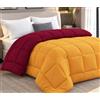 Tata Home Trapunta Invernale Tinta Unita Double Face Matrimoniale Imbottita 350 gr/mq Piumone Caldo Letto 2 Piazze 260x260 cm Bicolore Rosso Arancio Mod. J