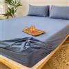 Lirzxin Lenzuola con Angoli Matrimoniale Fibra di bambù, Lenzuolo Matrimoniale 150x200 cm Tinta Unita Lenzuola e 2 Federe Morbido, Traspirante, Lavabile in Lavatrice, Blu
