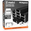 Eurocali 10x Profili da 2 metri (20mt) in Alluminio Nero per Strisce LED Copertura Opaca larghezza max striscia led 21.5mm - 23.5 x 10