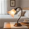ILAB Lumetto comodino a 1 luce in ferro battuto e vetro realizzato e decorato artigianalmente coll. carla