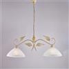 Generico Lampadario da cucina bilanciere in ferro battuto avorio e oro shabby chic con vetri sospensione 2 luci, lampadario sala pranzo, lampadario da cucina a sospensione bon-801