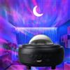HADAVAKA Lampada Notturna con Proiettore di Stelle, Luce Rotante Dell'altoparlante Dell'aurora Boreale, Luce Notturna Musicale con Cambio di Colore USB A Denti Blu, per Dormitori, Uffici (Black)