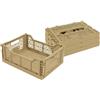 Box and Beyond - Confezione da 4 Cassette portaoggetti pieghevoli - 40 x 30 x 15 cm - In plastica gialla - Pieghevoli - Con manici - Per la cucina, ufficio, camera da letto, soggiorno - Stile semplice