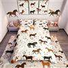 Loussiesd Set di biancheria da letto per bambini, con copripiumino e federe, per letto junior/culla, motivo cavalli kawaii, per ragazze e donne, grigio, a quadri, motivo a quadri, con motivo a quadri, per