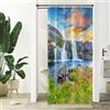 Xiaoterna Tenda da doccia primavera Lago verde Estate Cascata Tenda da bagno Natura Scenario Montagna Tramonto Cascata Tenda da doccia fiori Tessuto impermeabile lavabile in lavatrice 90x180cm