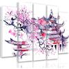 Feeby Frames Feeby Quadro Su Tela Ciliegio Giapponese 5 Pezzi Tipo B 200x100 cm Stampa Murale Fotografia Decorazione da parete Immagini Moderni per Soggiorno Camera da Letto Ufficio Cucina Astratto Viola