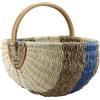 Gov Wood Grande Cesto per la Spesa in Rattan e Alghe - Cesto da Picnic Intrecciato a Mano con Manico - 48x33x24 cm - Robusto Cesto da Mercato e Auto - Design Vintage - Blu