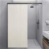 Momooda Tenda Doccia Impermeabile Pieghevole, Magnetic Sripe Antispruzzo, Chiusura Rapida, Tenda da Doccia in lino Antimuffa Resistente, Beige, 160x200cm