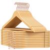 SONGMICS Grucce Legno, Appendiabiti con Scanalature su Spalle, 20 Pezzi | Barra Portapantaloni Antiscivolo e Gancio Girevole a 360°, Colore Naturale e Oro Rosa, Collezione CASON CRW001N01